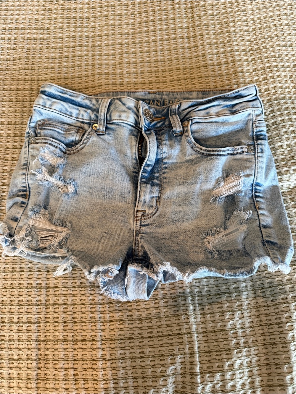 American Eagle Outfitters Light Blue Distressed Jean Shorts